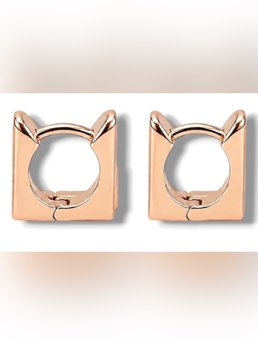 Rose Gold Cat Ear Hoop Earrings - Women Jewelry
